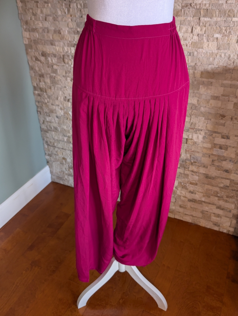Magenta Pink Harem Travel Women's Pants Patiala Salwar Elastic Waist Yoga Hippie